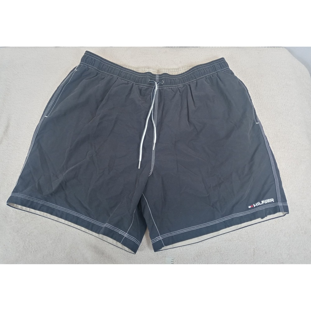 Tommy Hilfiger Mens Swim Trunks XXL 2XL Black Board Shorts Beach Pool Logo Lined